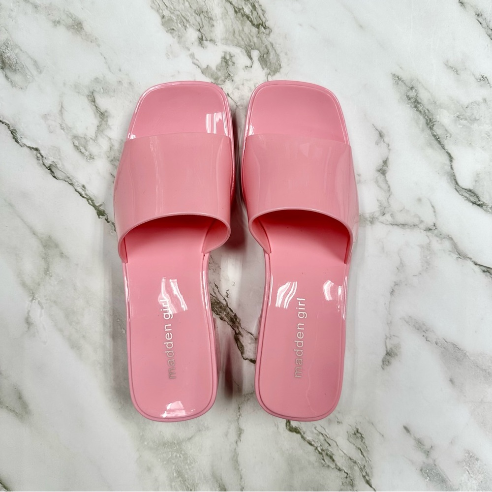 NIB Madden Girl Palacee Jelly Slide Sandals Block Heel